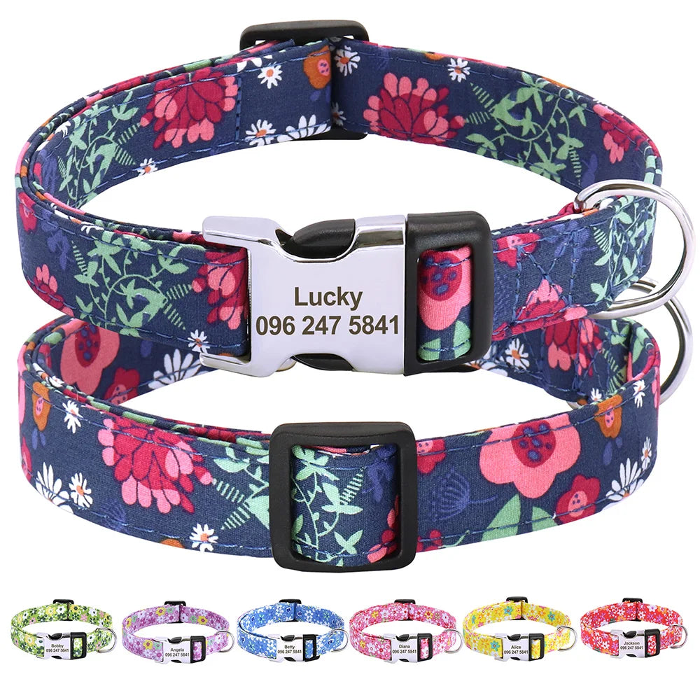 Floral Printed Custom Dog Collar (All Sizes)