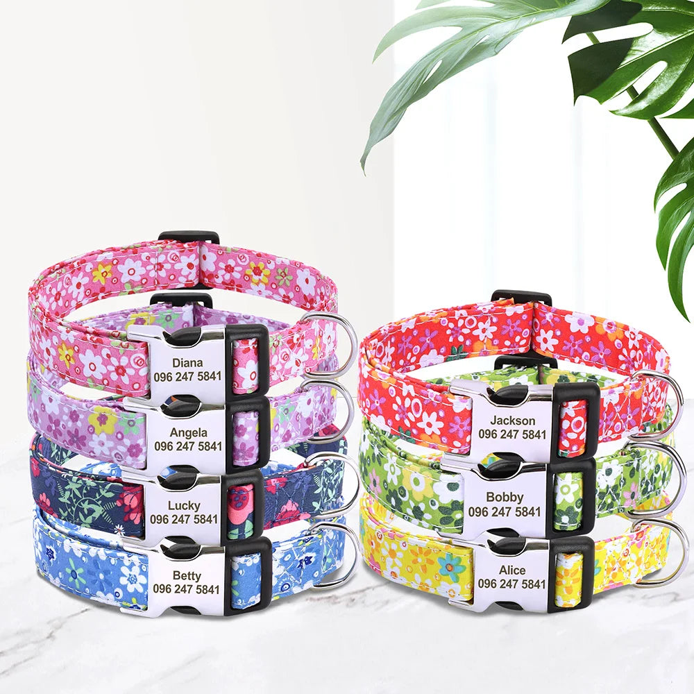 Floral Printed Custom Dog Collar (All Sizes)