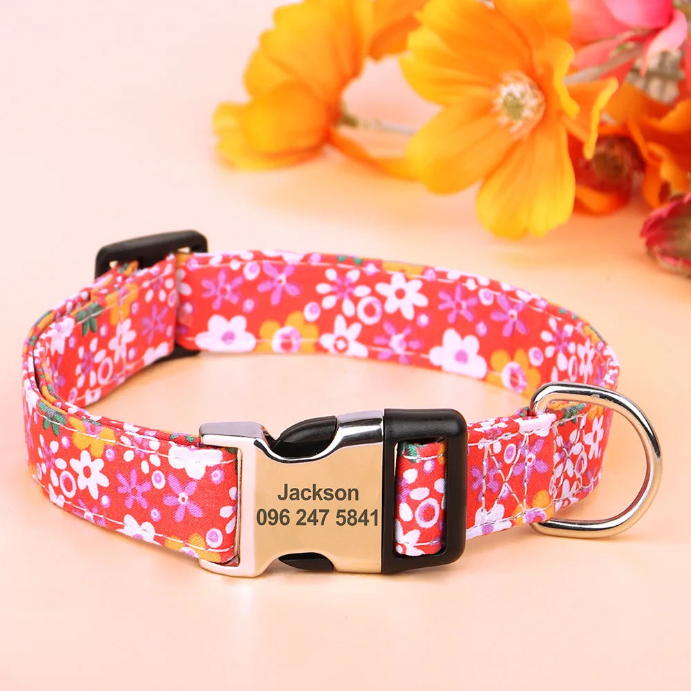 Floral Printed Custom Dog Collar (All Sizes)