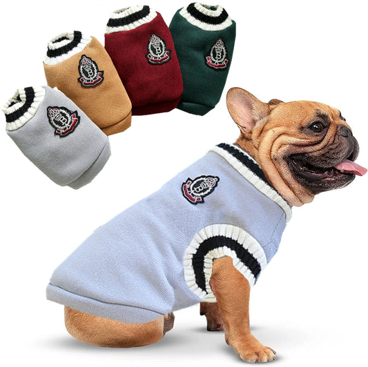 College-style V-neck Sweater for Dogs and Cats (All Sizes)