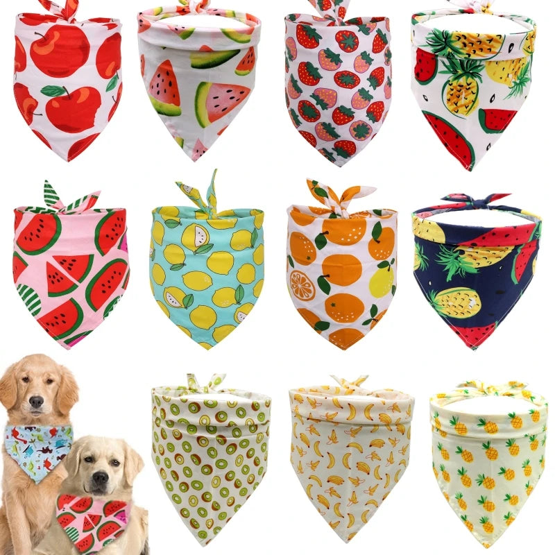 Cotton Dog Bandana/Scarf in Fruit Patterns