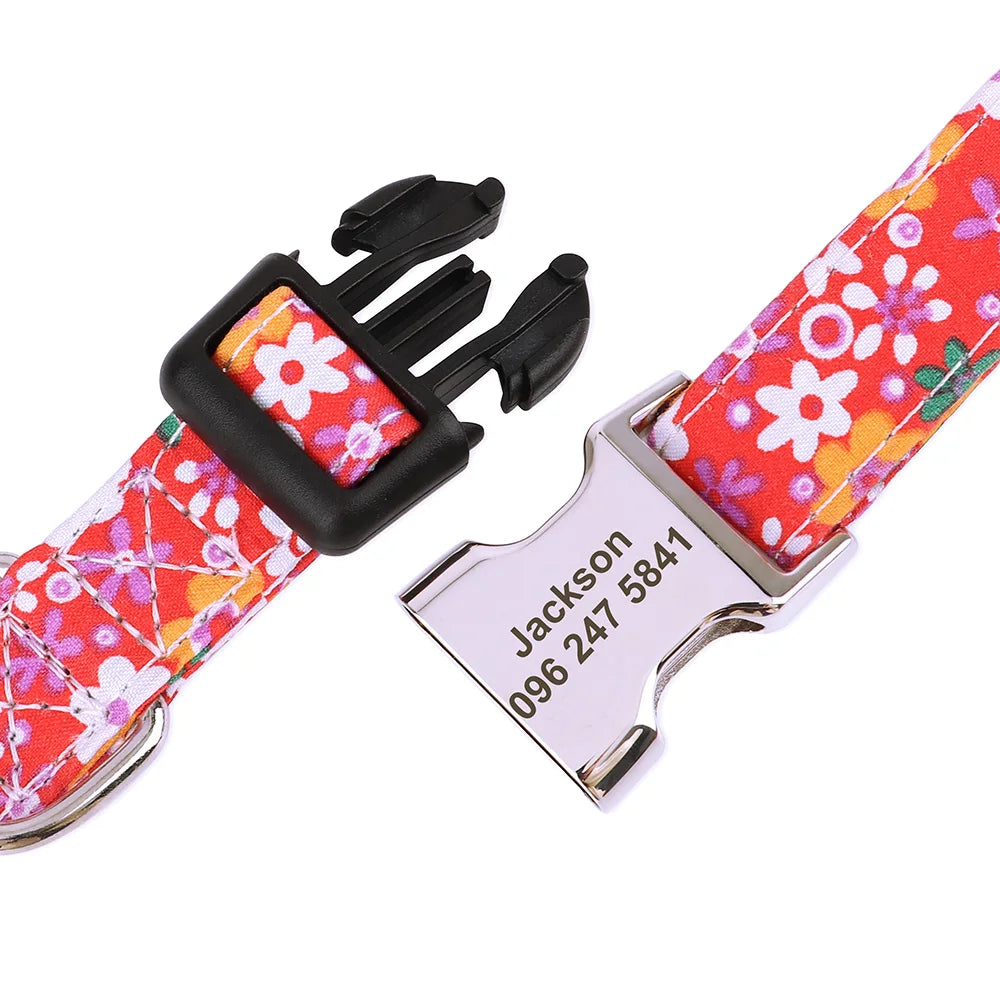 Floral Printed Custom Dog Collar (All Sizes)