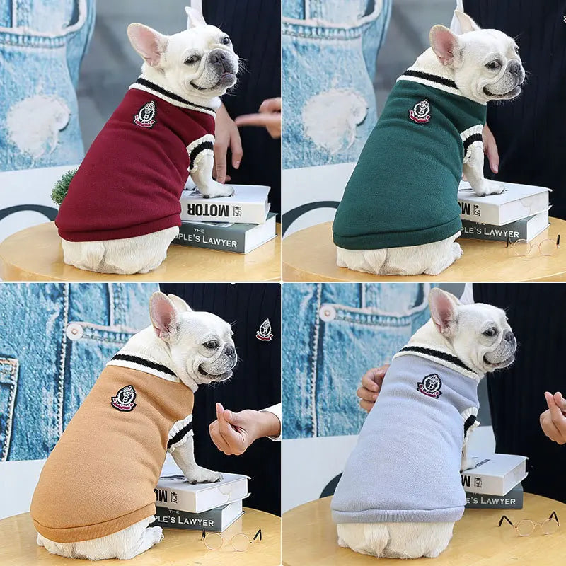 College-style V-neck Sweater for Dogs and Cats (All Sizes)